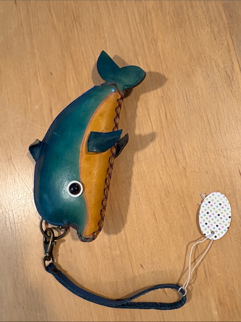 Source Unknown Teal and Mustard Whale Wristlet Clutch